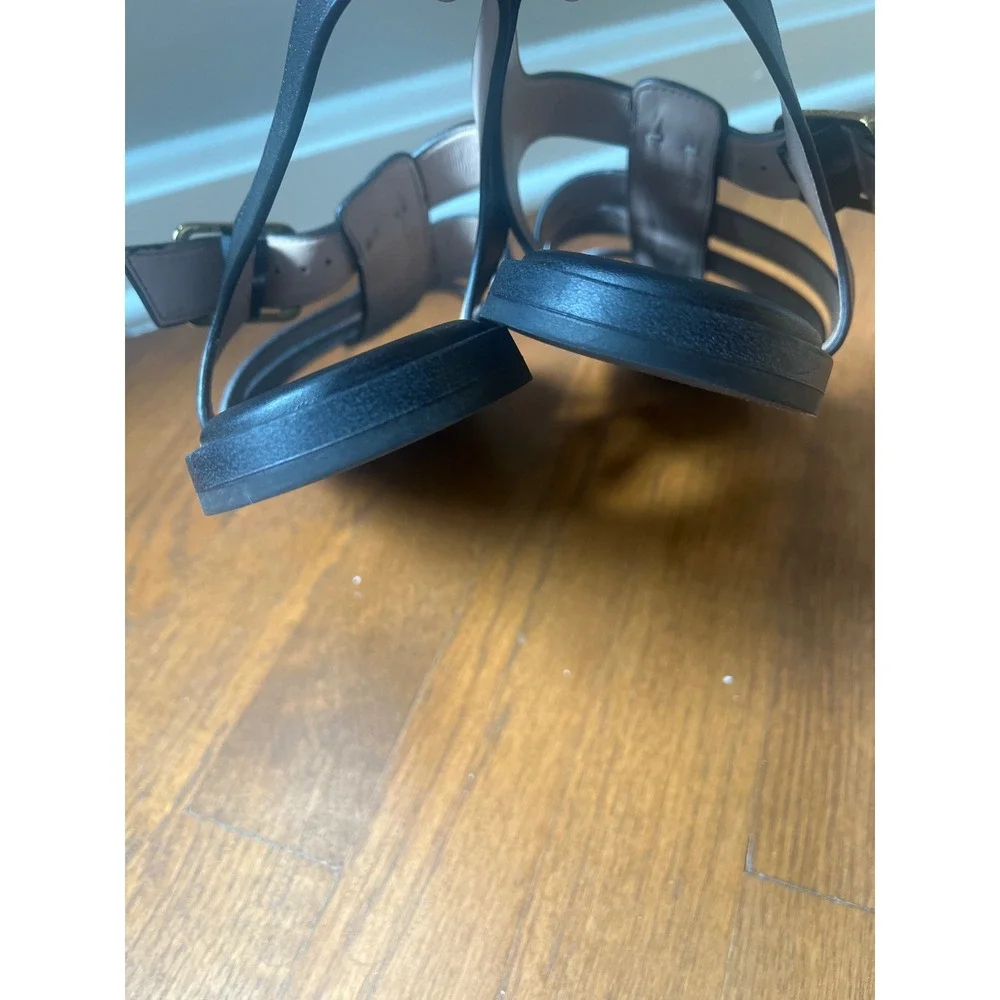 Cole Haan Flynn Fisherman Sandals Black Gold-tone Buckle Size 11